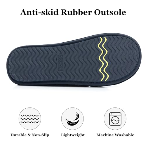 GOEWY Mens Two-Tone Slippers with Memory Foam Open Toe House Shoes Summer Non-Slip Men's Slippers Comfy Indoor Slipper Gifts for Men Him Dad Blue Size 9-10 - Image 5