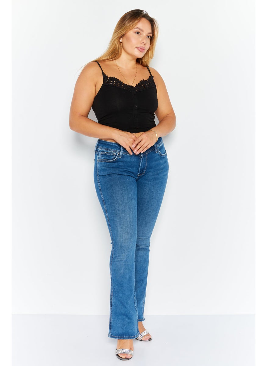 Pepe Jeans - Women Flare Fit Washed Denim Jean, Blue - Image 1