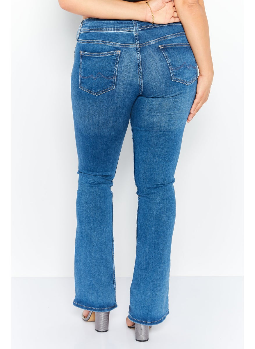 Pepe Jeans - Women Flare Fit Washed Denim Jean, Blue - Image 1