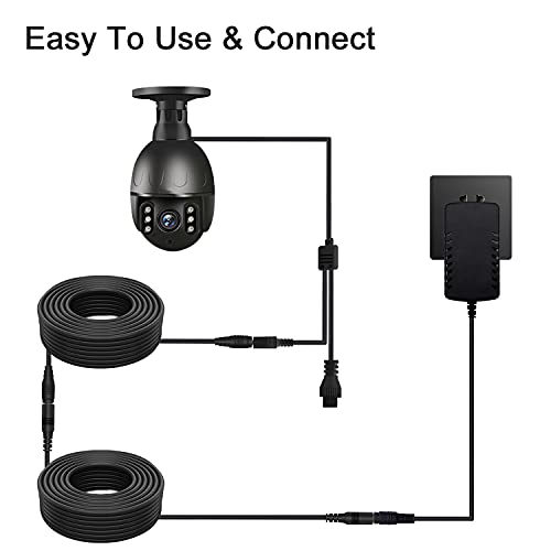 WILDHD DC Power Extension Cable, 33ft 2Pack 2.1mmx5.5mm DC Plug Power Supply Adapter Extension Cord 20AWG Power Cord Compatible with 12V,24V Wireless CCTV IP Security Camera,Led Strip Lights(2pcs Black) - Image 5