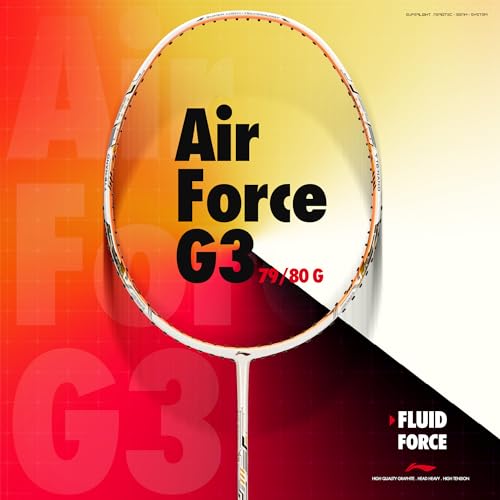 Li-Ning Air-Force G3 Carbon Fibre Badminton Racket for Adults | Premium Shuttle Racquet with Protective Full Cover | Expertly Strung for Maximum Power (White/Light Orange/Black) - Image 2