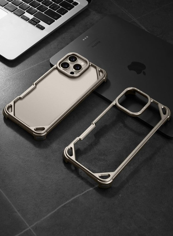 أوتس باسف جراب حماية OATSBASF لهاتف iPhone 16 Pro مقاس 6.3 بوصة، مصنوع من المعدن والألومنيوم، بتصميم نحيف بدون غطاء خلفي، متوافق مع MagSafe، يوفر حماية من الصدمات في الزوايا الأربع، جراب هاتف بتصميم بسيط بدون إطار، مصنوع من التيتانيوم الطبيعي. - Image 2