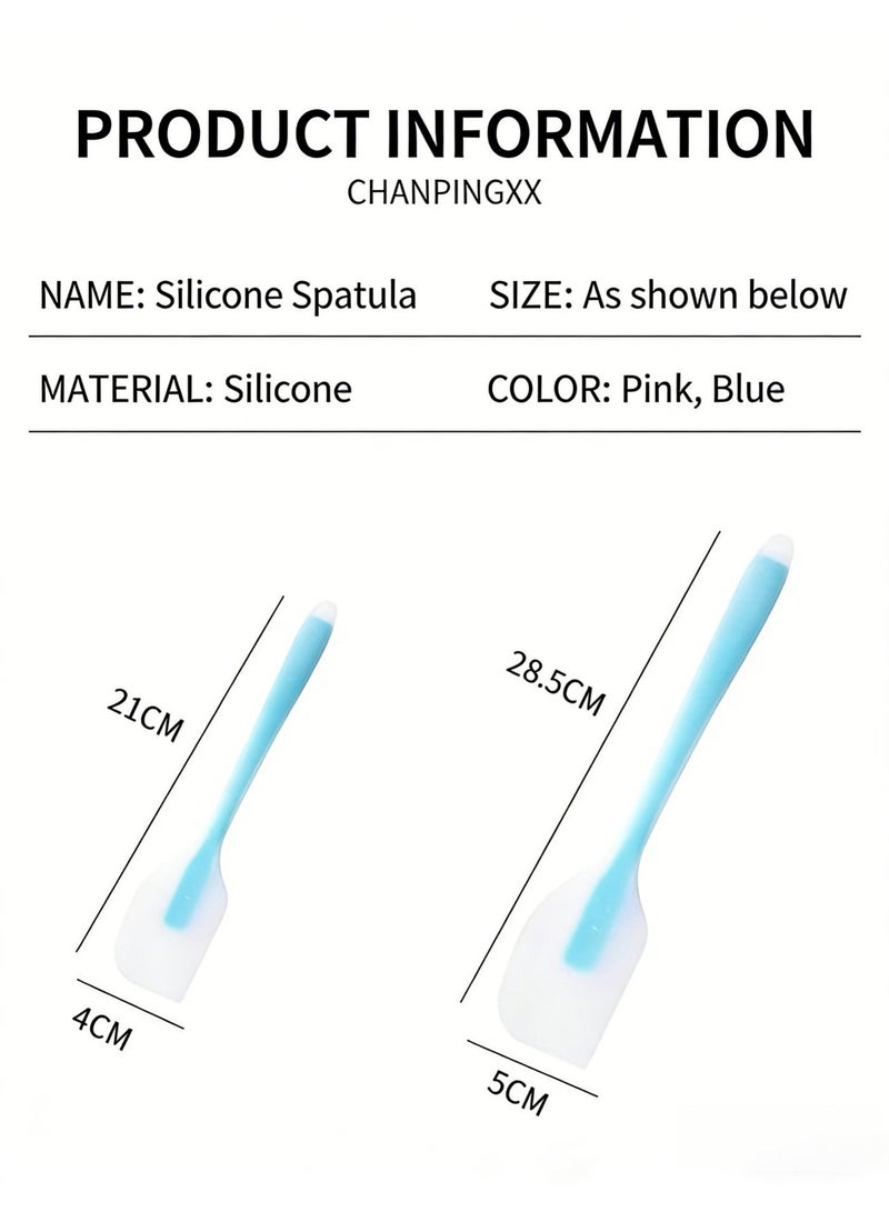 One-Piece Silicone Spatula, Food-Grade Baking Tool, 4-Pack (Small Blue + Small Pink + Large Blue + Large Pink) - Image 2