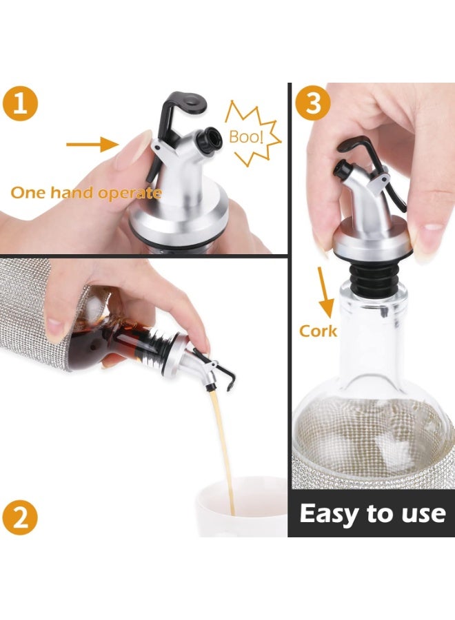 5 Pack Oil Bottle Pourer, Olive Oil Spouts Liquor Spirit Drinks Pourers Leakproof Bottle Stopper Dispenser with Dust Caps for Salad, Sauce, Soy, Wine, Vinegar | Oil Bottle Dispenser Kitchen Tools - Image 3