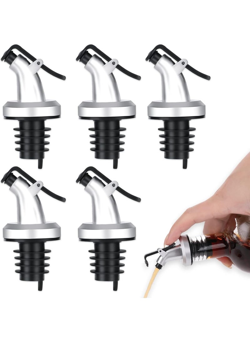 5 Pack Oil Bottle Pourer, Olive Oil Spouts Liquor Spirit Drinks Pourers Leakproof Bottle Stopper Dispenser with Dust Caps for Salad, Sauce, Soy, Wine, Vinegar | Oil Bottle Dispenser Kitchen Tools - Image 1