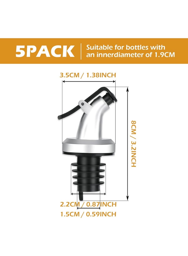 5 Pack Oil Bottle Pourer, Olive Oil Spouts Liquor Spirit Drinks Pourers Leakproof Bottle Stopper Dispenser with Dust Caps for Salad, Sauce, Soy, Wine, Vinegar | Oil Bottle Dispenser Kitchen Tools - Image 5