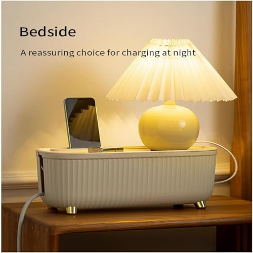 Soko Cable Management Box with Mobile Stand | Cords Hider & Surge Protector | Concealer for Power Strips, Router, Gadget Wires Storage Organizer Tray for Desk, Table - Home, Office (WireHide) - Beige - Image 5