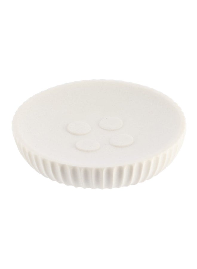 Tendance Elegant Design Round Ribbed Resin Soap Dish White 2.4 x 11 x 11 cm 64103100 - Image 1