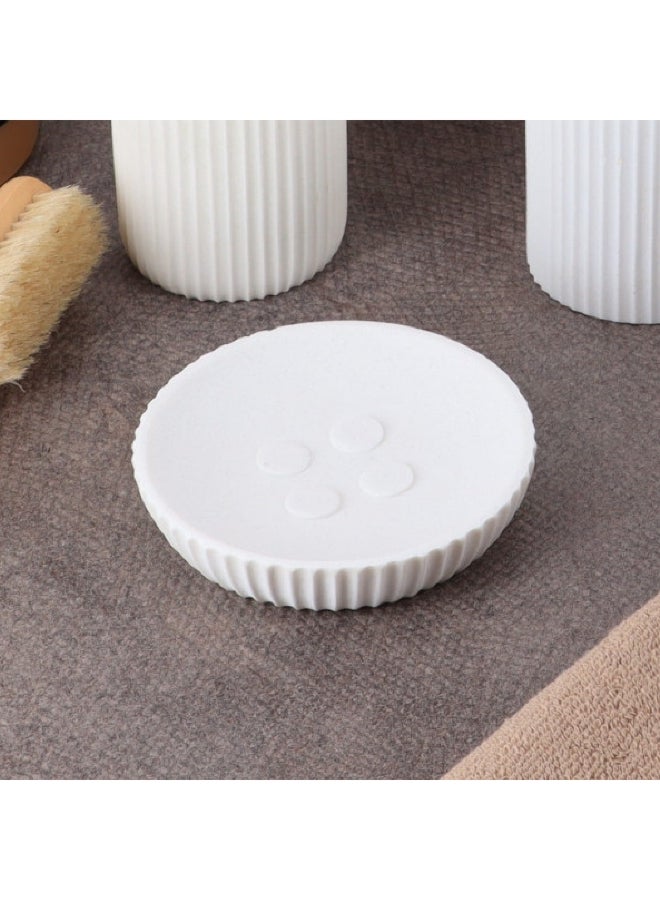 Tendance Elegant Design Round Ribbed Resin Soap Dish White 2.4 x 11 x 11 cm 64103100 - Image 2