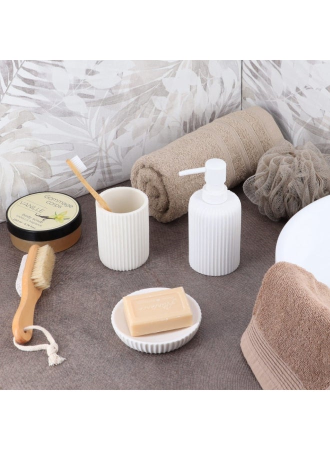 Tendance Elegant Design Round Ribbed Resin Soap Dish White 2.4 x 11 x 11 cm 64103100 - Image 3