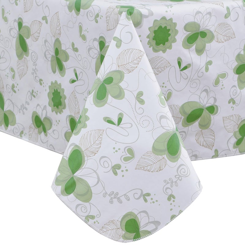 Walrus Heavy Duty Vinyl Tablecloth with Flannel Backing Waterproof Oil-Proof Plastic Table Cloth Stain-Resistant Wipeable Rectangle or Square Table Cover for Indoor and Outdoor (Floral and Leaf,54x54 Inch) - Image 1