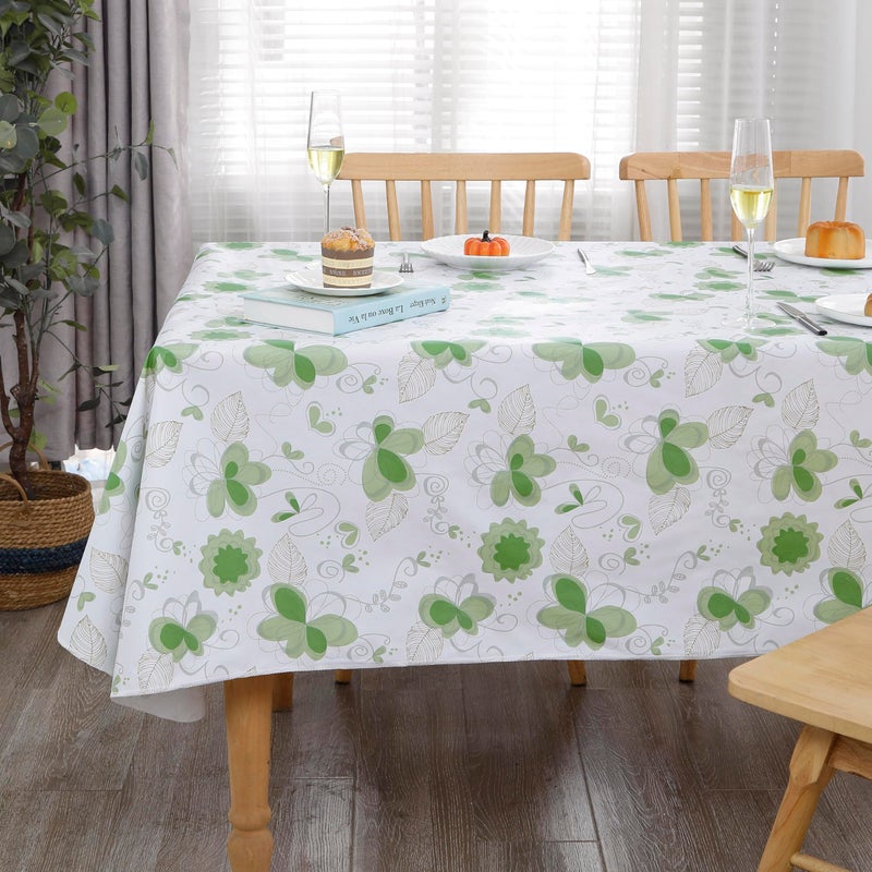 Walrus Heavy Duty Vinyl Tablecloth with Flannel Backing Waterproof Oil-Proof Plastic Table Cloth Stain-Resistant Wipeable Rectangle or Square Table Cover for Indoor and Outdoor (Floral and Leaf,54x54 Inch) - Image 3