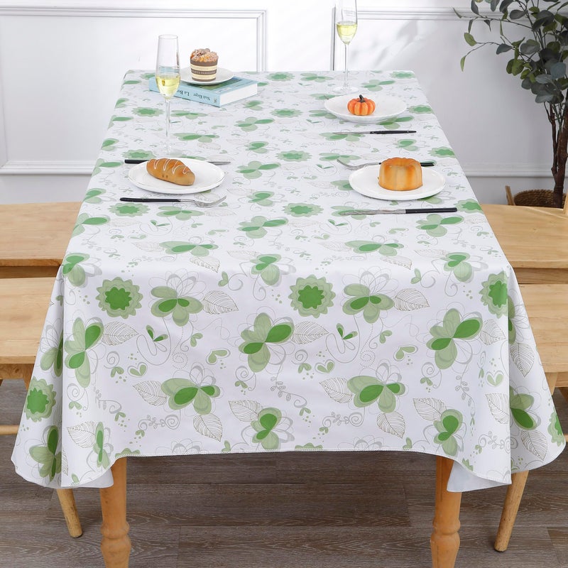 Walrus Heavy Duty Vinyl Tablecloth with Flannel Backing Waterproof Oil-Proof Plastic Table Cloth Stain-Resistant Wipeable Rectangle or Square Table Cover for Indoor and Outdoor (Floral and Leaf,54x54 Inch) - Image 5