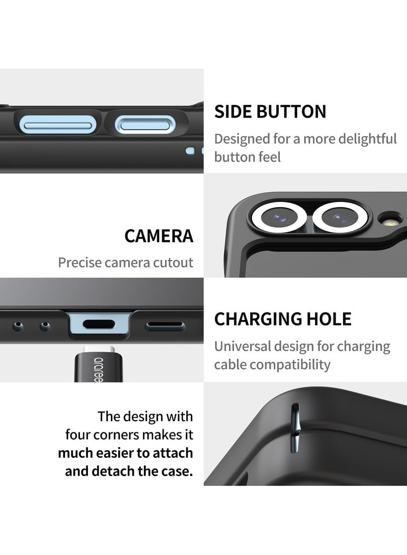araree Aero Flex Samsung Galaxy Z Flip 6 Case Hinge Protection Protective Slim Cover Protective Body PC with Hinge Protector TPU Compatible with Samsung Galaxy Z Flip 6 5G - Black - Image 3
