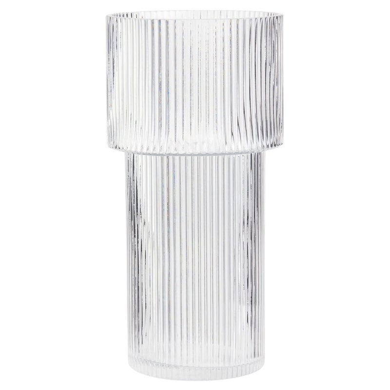 YANWE1 Large Glass Vase 12 Inches Tall Vase for Flowers Flower Vases for Bouquet Modern Ribbed Glass Vases for Living Room Dining Table Office Entryway Mantle Shelf Wedding Gifts