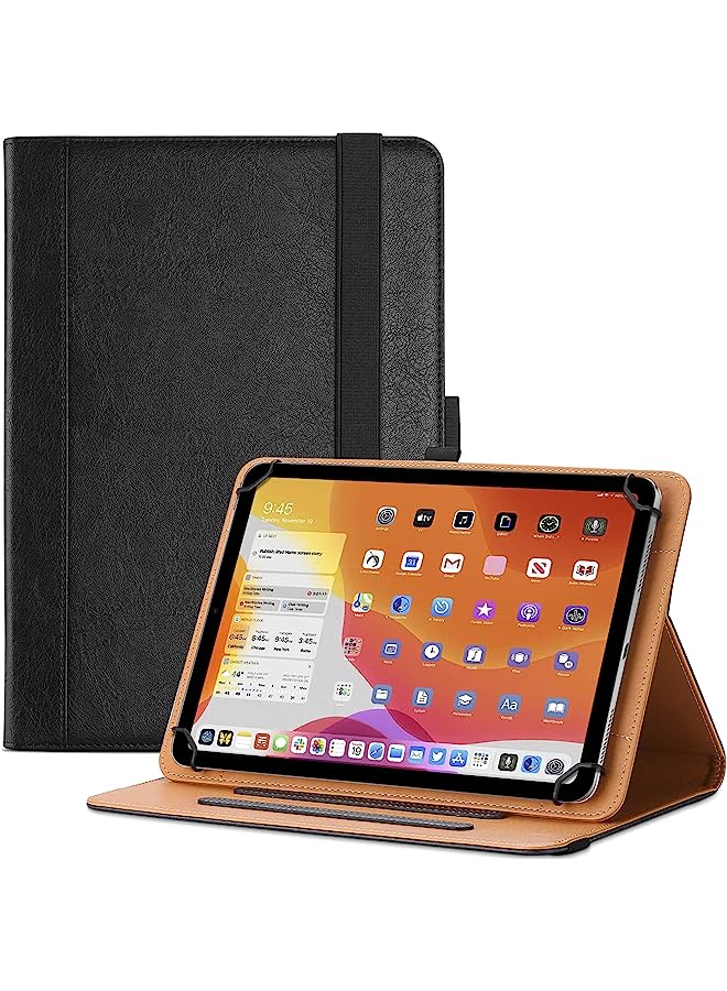 Procases 9-10.9 Inch Universal Tablet Case, Pu Leather Stand Folio Universal Protective Cover For 9"-10.9" Tablet, With Elastic Adjustable Band And Pencil Holder –Black - Image 1