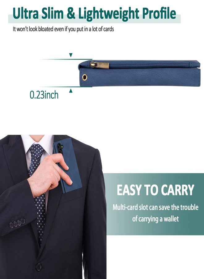 Asuwish Compatible with Samsung Galaxy A13 5G Wallet Case Tempered Glass Screen Protector Zipper Leather Flip Cover Card Holder Stand Cell Accessories Phone Cases for Glaxay A 13 Gaxaly 13A Women Men Blue - Image 5