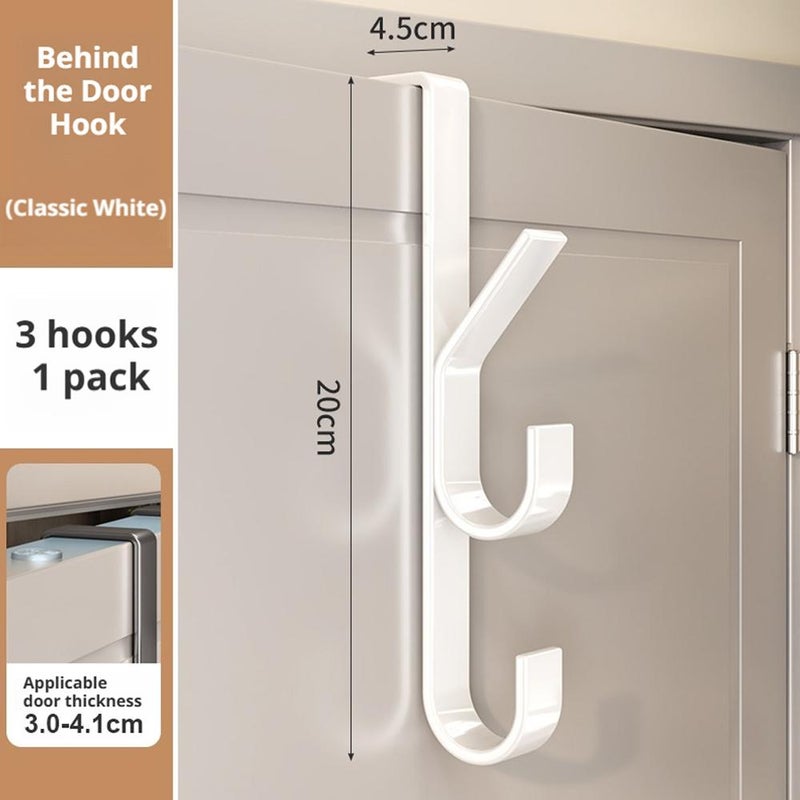 Vertical door-mounted coat hooks, carbon steel hooks, no drilling required, wall-mounted coat rack, strong and traceless, bedroom storage. - Image 2