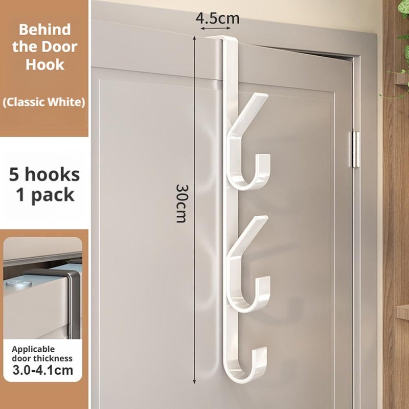 Vertical door-mounted coat hooks, carbon steel hooks, no drilling required, wall-mounted coat rack, strong and traceless, bedroom storage. - Image 3