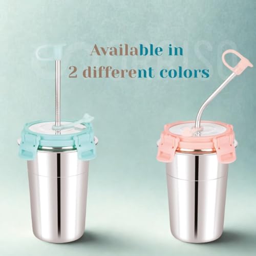 Sorriso 400 ML Stainless Steel Tumbler with Straw & BPA-Free Lid – Leak-Proof, Food Grade Cap, Steel Straw with Cleaning Brush | Tumbler Bottle for Coffee, Tea, Juice | Office, Travel, Gym, Pink - Image 5