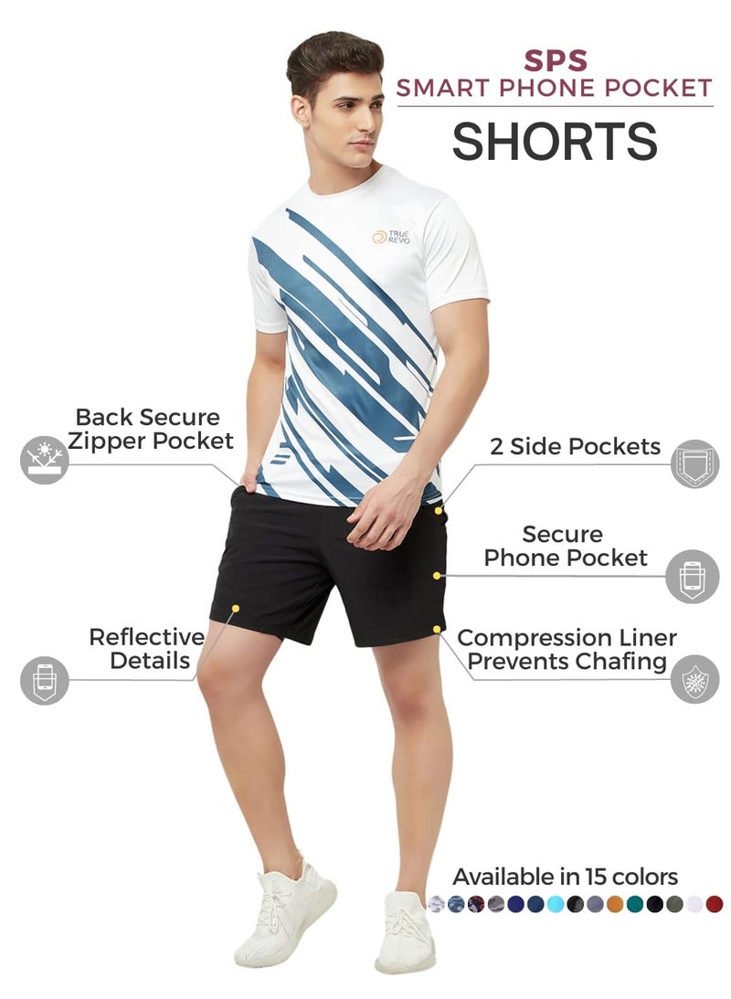 Revo Men's 2-in-1 Sports Shorts with Phone Pocket, Light Weight & Quick Dry for Gym, Running & Athletic wear (Black, Large) - Image 2