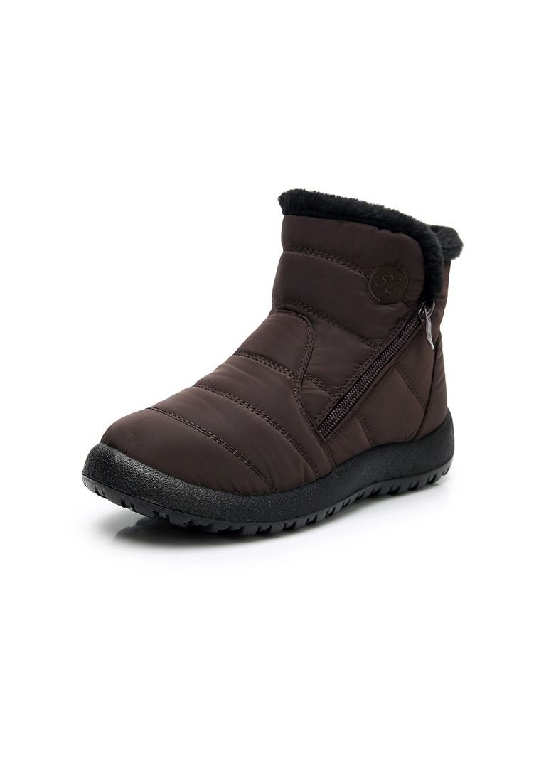 Loquat Women's Thickened Waterproof And Anti Slip Cotton Boots, Snow Boots Brown