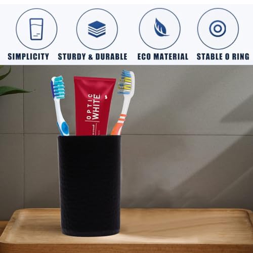 SHENRON Modern Black Bathroom Accessories Set | Plastic, Glazed Finish | Liquid Soap Dispenser & Toothbrush Holder (Tumbler) - Image 5