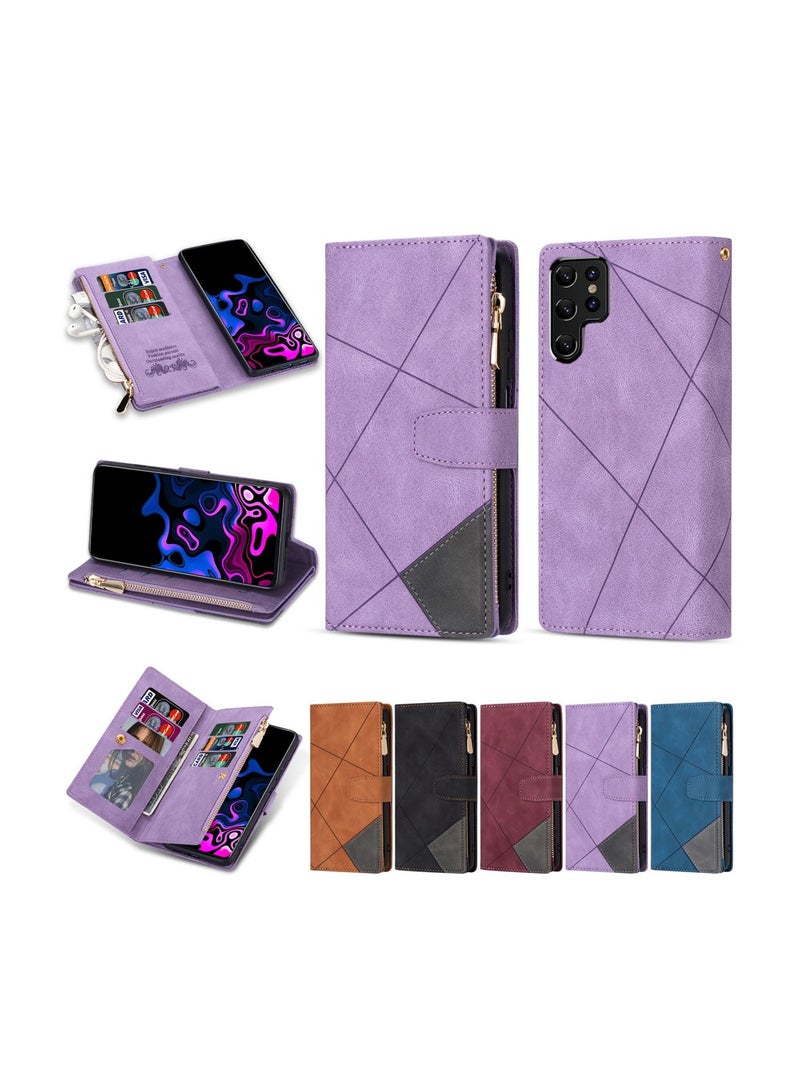 Suteni Color Block Flip Cover Card Slots Leather Phone Case for Samsung - Image 3