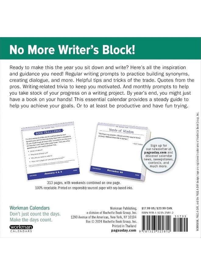 null - The Writer's Year Page-A-Day® Calendar 2025: 365 Days of Inspiration, Prompts, and Quotes - Image 1