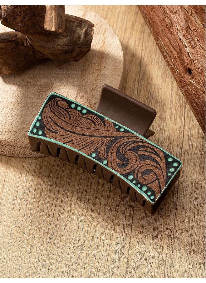 Tobeffect - Tobeffect Hair Clips for Women, 4" Western Large Leather Claw Clips for Thick Long Hair, Aesthetic Cowgirl Stuff Gift for Women Girls, Strong Hold Hair Clips - 3 Count - Image 1