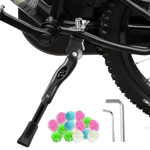 LEICHTEN Bike Kickstand for 16-20 Inch Wheel Bicycle, Adjustable Bicycle Kickstand for Kids Bike, Center Mount Aluminum Alloy Kids Bikes Kickstand for Sports Bike, Mountain Bike, Road Bicycle (Black) - Image 1