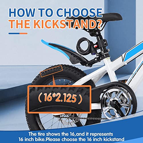 LEICHTEN Bike Kickstand for 16-20 Inch Wheel Bicycle, Adjustable Bicycle Kickstand for Kids Bike, Center Mount Aluminum Alloy Kids Bikes Kickstand for Sports Bike, Mountain Bike, Road Bicycle (Black) - Image 2