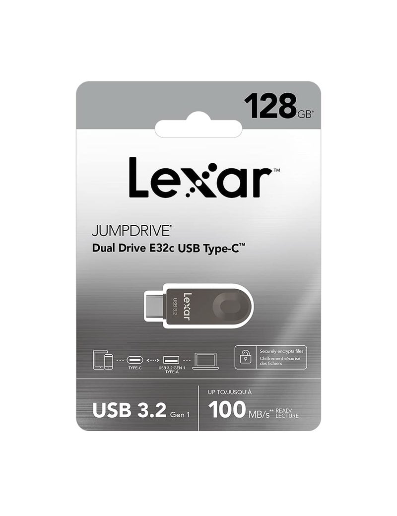 Lexar Lexar E32C 128GB Type-C USB Flash Drive, USB-A&USB-C 3.2 Gen 1 Dual Drive OTG 100MB/s Read, Thumb Drive Swivel Design Jump Drive for USB 3.0/2.0, Memory Stick for Android Smartphone, Laptop, PC  - Image 2