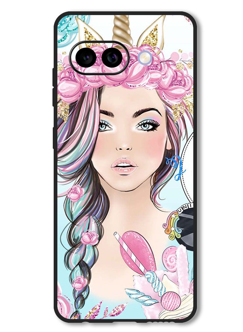 Theodor Case Compatible with Google Pixel 9A Protection Shockproof Bumper Cover Unicorn Girl - Image 1