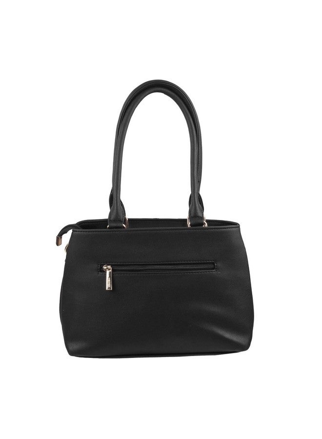 Metro Black Faux Leather Premium Zipper Casual Handbag For Women - Image 4