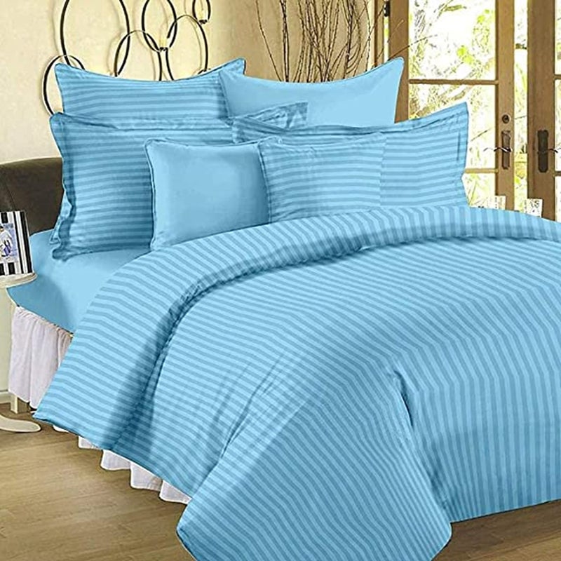 TIB The Intellect Bazaar Satin Cotton AC Reversible Comforter Set Single Size Bed-Sky Blue