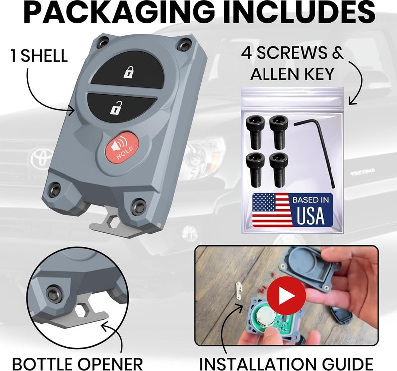 Dubbs Hardware Tundra Tacoma Key Fob Cover with Built-in Bottle Opener (Cement, Black Screws) - Image 4