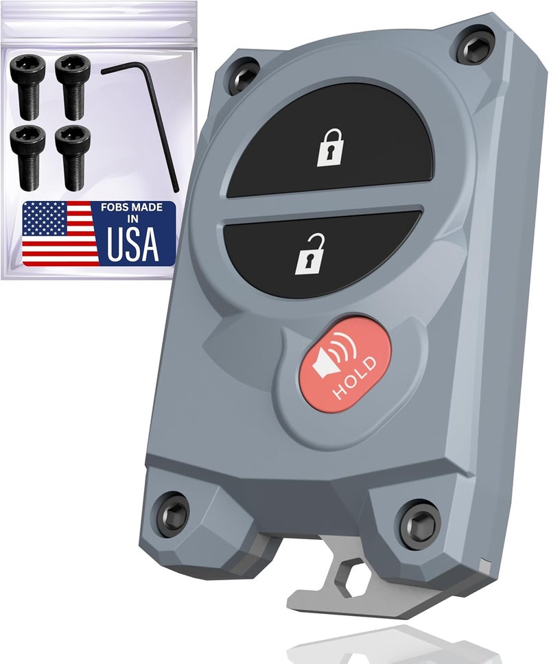 Dubbs Hardware Tundra Tacoma Key Fob Cover with Built-in Bottle Opener (Cement, Black Screws) - Image 1