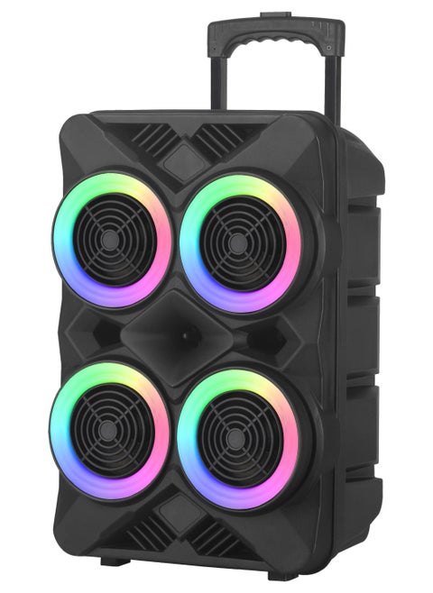 ASD-2496 Quadruple 2700W Party Trolley Speaker with Wireless Mic, Disco Lights & Remote