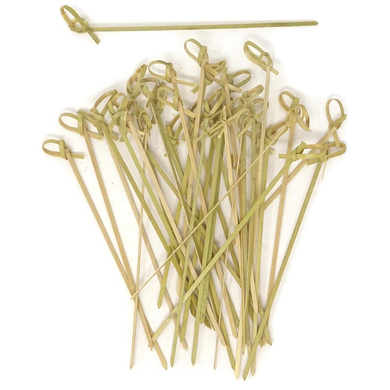 Honbay 100PCS 15cm 6 Inch Cocktail Picks Bamboo Knot Skewers Knotted Skewers Twisted Ends Bamboo Picks Knotted