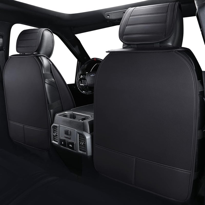 YIERTAI F-150 Waterproof Faux Leather Seat Covers Full Set (5 PCS) - Black-White - Image 2