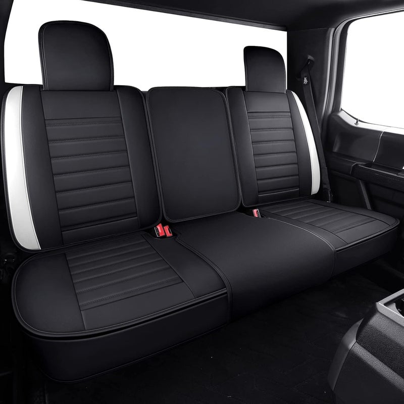 YIERTAI F-150 Waterproof Faux Leather Seat Covers Full Set (5 PCS) - Black-White - Image 3