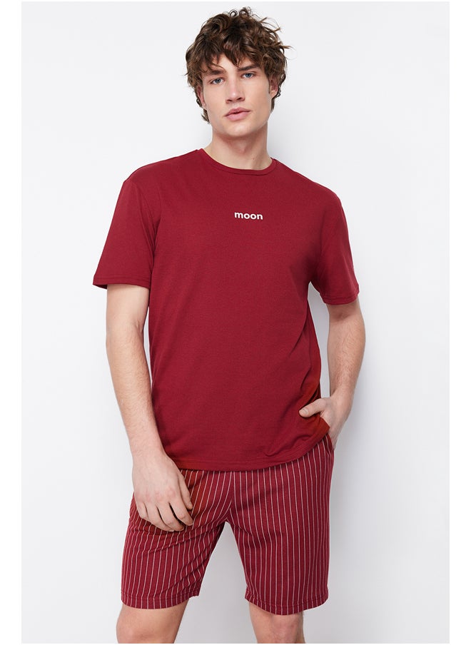 trendyol - Claret red moon printed Pajama Set - Image 1
