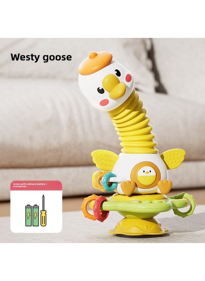 Generic Turn Around Music Sucker Baby Spin Flower Children Stack Music Bath Toy Training Baby Eating Early Education Artifact-Color:The Dining Table Turns To Music [sister Goose]-battery Version  - Image 1