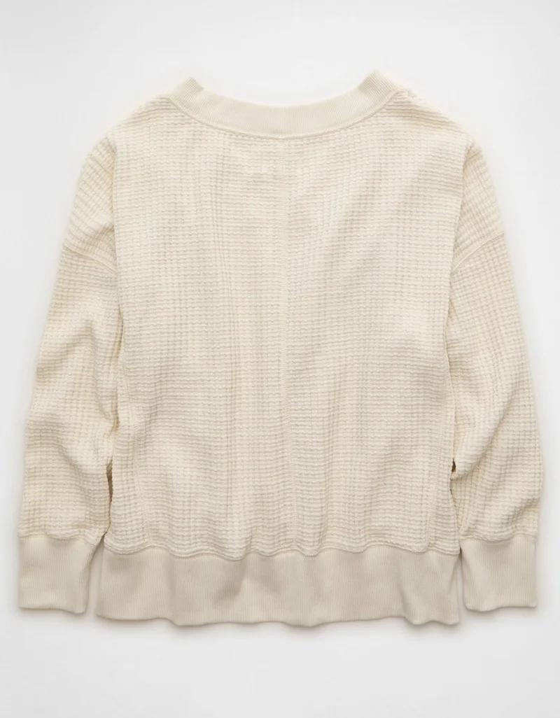American Eagle  AE Big Hug V-Neck Waffle Sweatshirt for Women | Best Price UAE