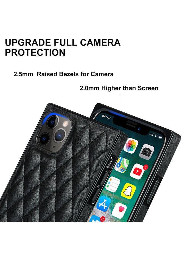 زبون جراب لهاتف iPhone 11 Pro أنيق بنمط معيني مصنوع من جلد الألياف الدقيقة + جراب مقاوم للصدمات من مادة TPU مع حزام كروس بودي سلسلة - Image 3