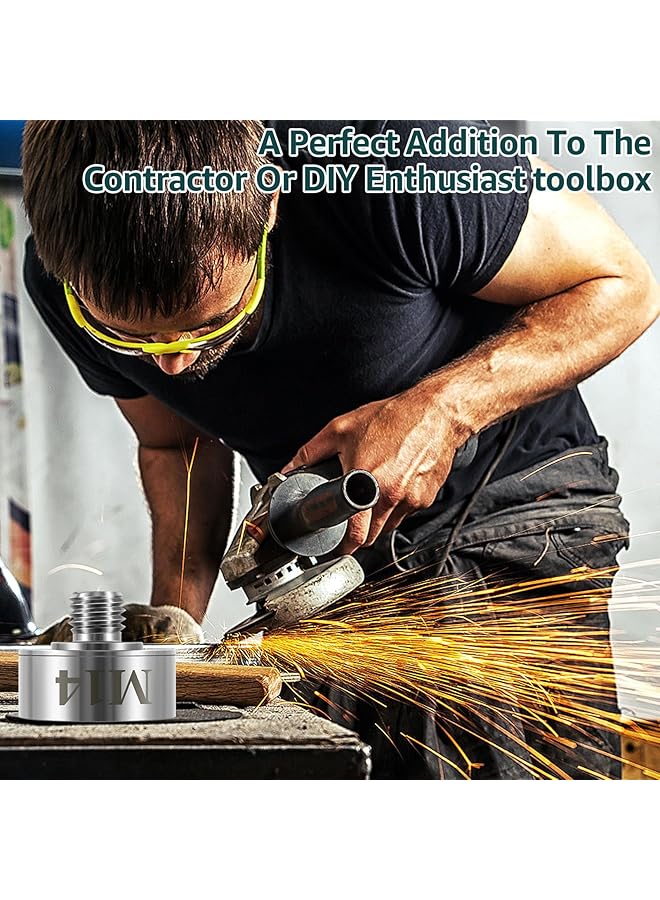 إيروريكس ملحقات المطحنة الزاوية محول قفل M14 X مع صامولة قفل M14 للقفل على خيط M14 قابل للتطبيق على شفرة قطع المطحنة الزاوية بت الماس محول من الفولاذ المقاوم للصدأ + صامولة قفل الحافة M14 - Image 2