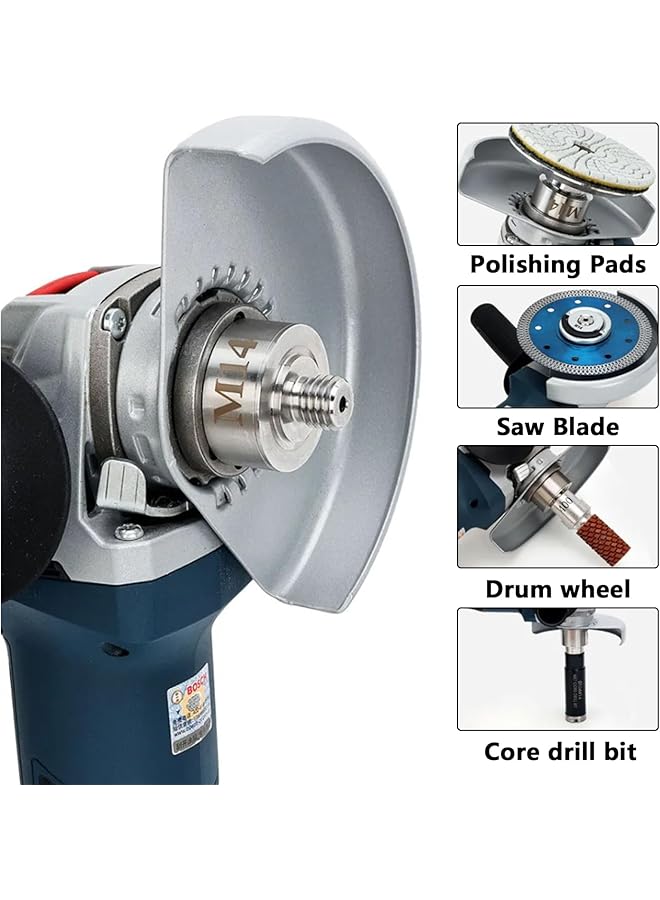 إيروريكس ملحقات المطحنة الزاوية محول قفل M14 X مع صامولة قفل M14 للقفل على خيط M14 قابل للتطبيق على شفرة قطع المطحنة الزاوية بت الماس محول من الفولاذ المقاوم للصدأ + صامولة قفل الحافة M14 - Image 3