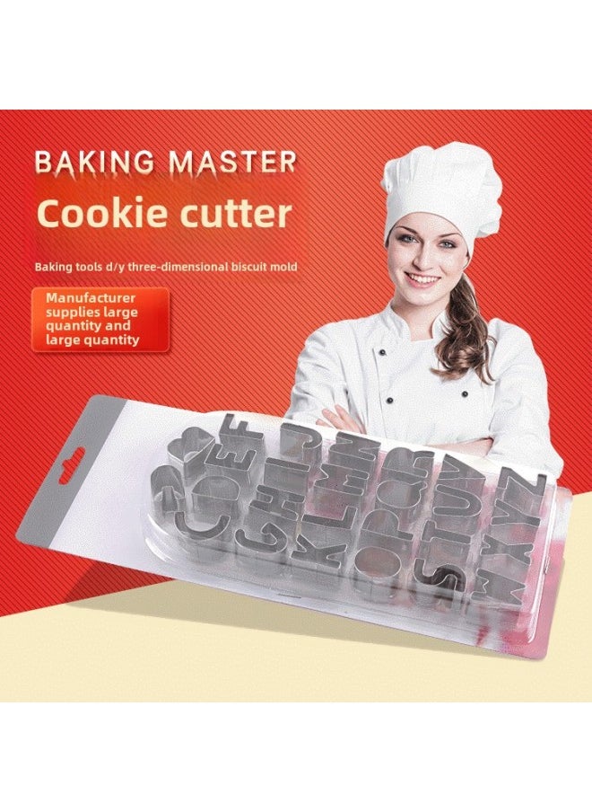 Generic Stainless Steel Cookie Mold 26 Letters Stereo DIY Baking Cake Mold Fruit And Vegetable Cutting Manufacturer Wholesale-颜色:不包含吸塑包装  - Image 1