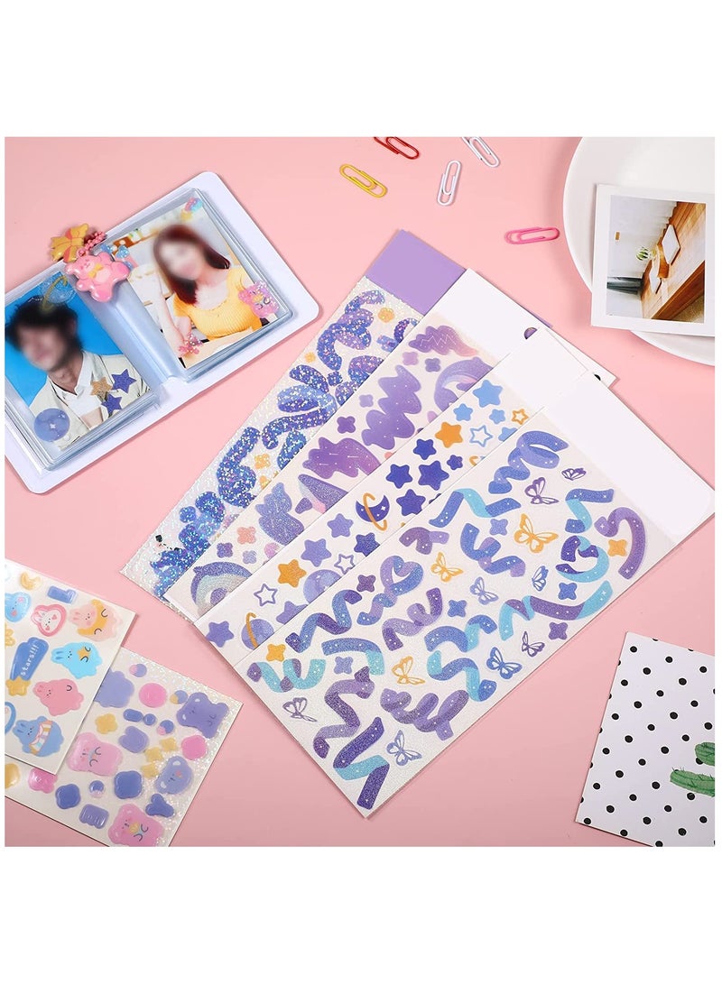 KASTWAVE 3 Inch Mini Photo Card Album Kpop Card Holder, Cute Bear Transparent Binder Small Card Polaroid Photo Organizer Book with 6 Pieces DIY Cartoon PET Hand Account Stickers and Keychain - Image 3